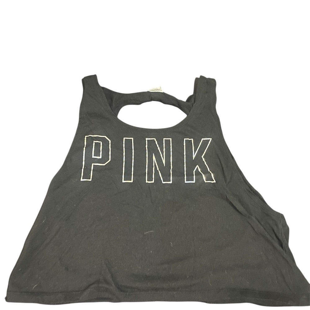 Victoria's Secret PINK black Tank Top with heart cut out on back Size M